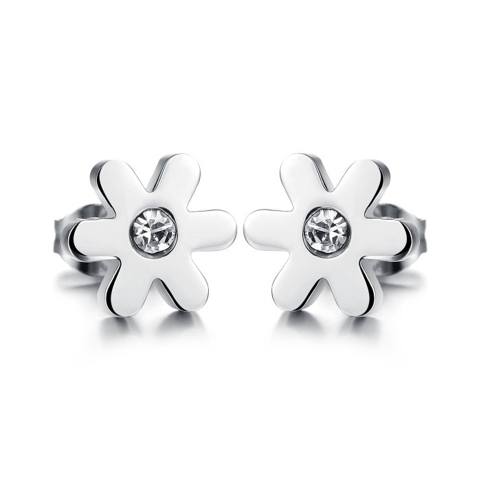 Cercei inox floare cu zirconiu [1]