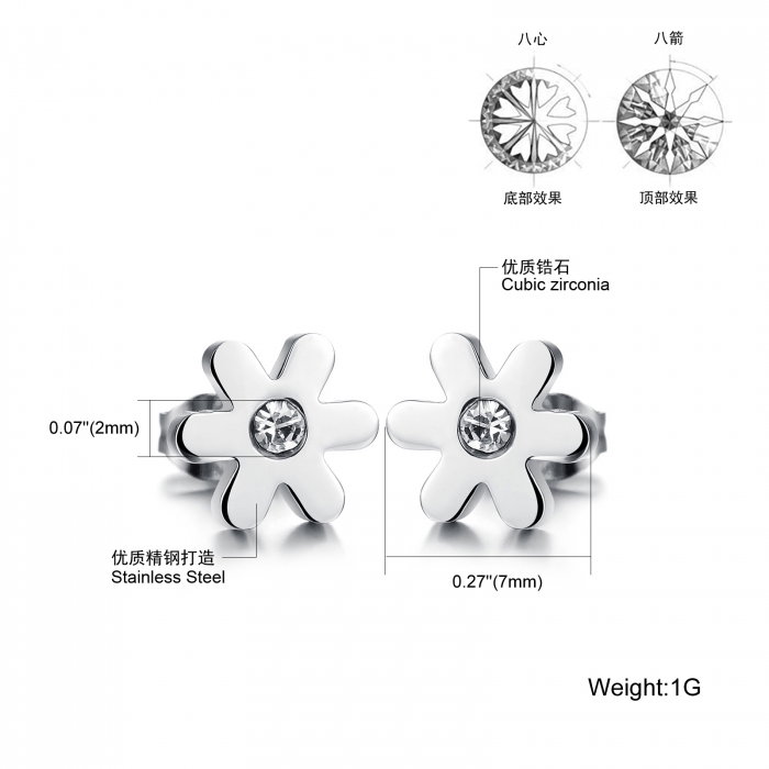 Cercei inox floare cu zirconiu [5]
