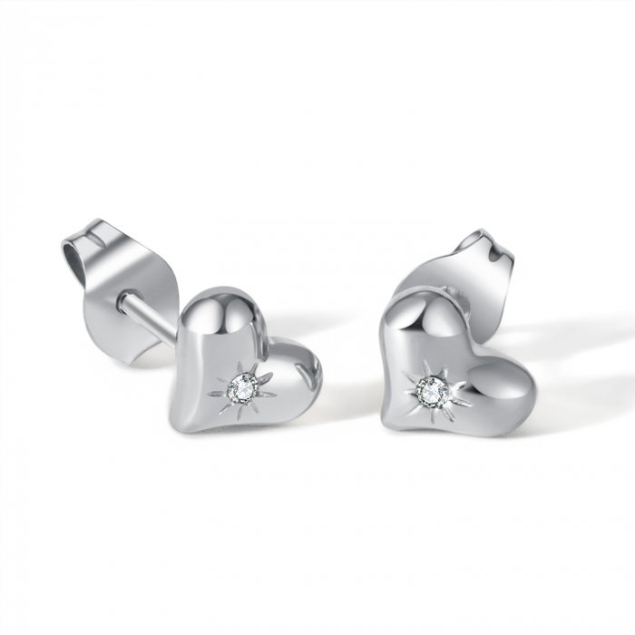 Cercei inox inimioare cu zirconii [9]