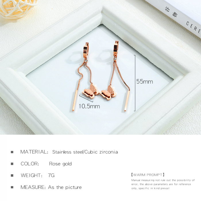 Cercei inox lungi cu fluturasi [6]