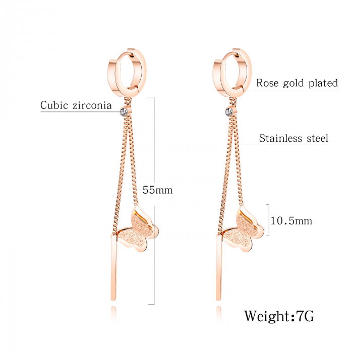 Cercei inox lungi cu fluturasi [5]