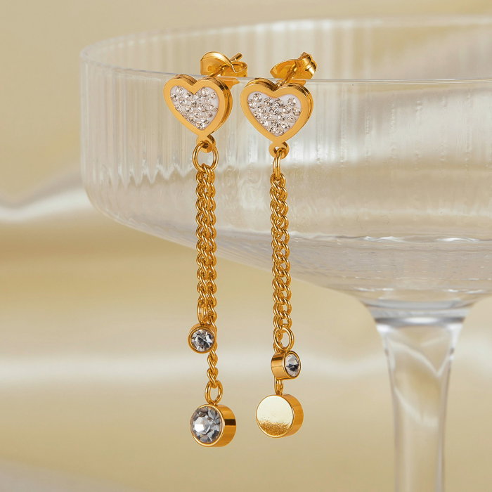 Cercei inox lungi cu inimioare si zirconii [10]