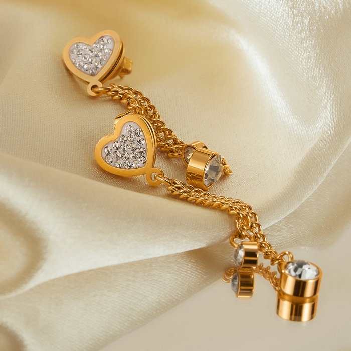 Cercei inox lungi cu inimioare si zirconii [3]