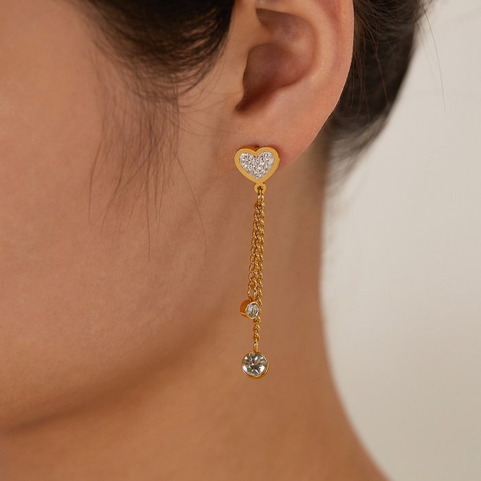 Cercei inox lungi cu inimioare si zirconii [6]