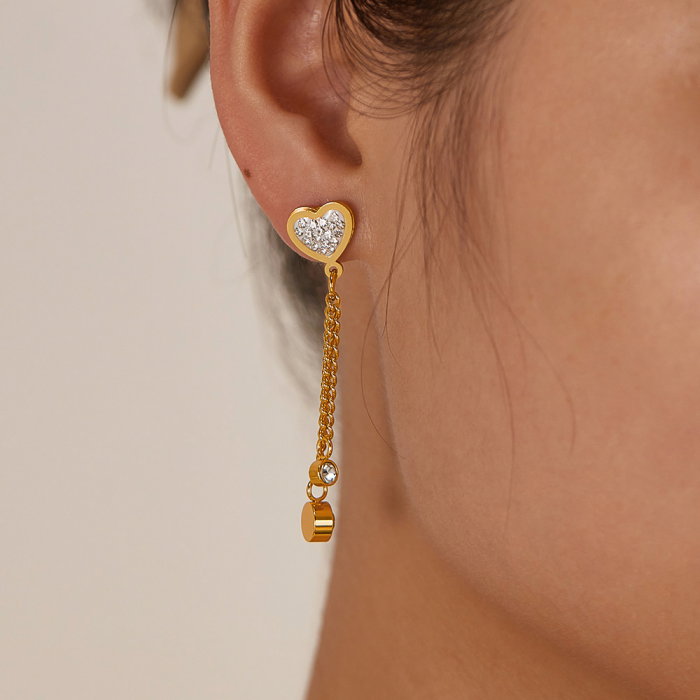 Cercei inox lungi cu inimioare si zirconii [15]