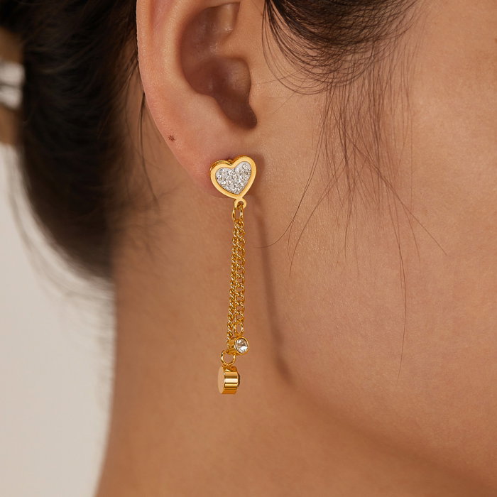 Cercei inox lungi cu inimioare si zirconii [11]