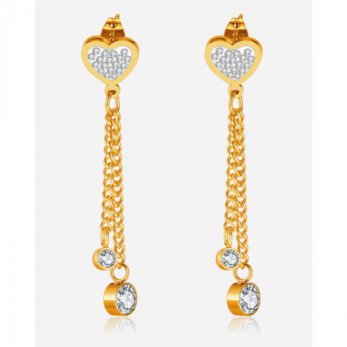 Cercei inox lungi cu inimioare si zirconii [8]