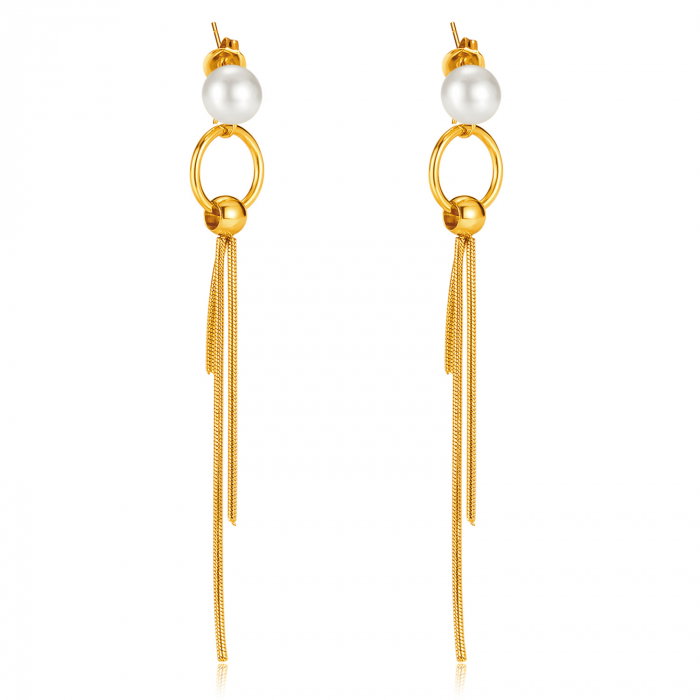 Cercei inox lungi cu perle [1]