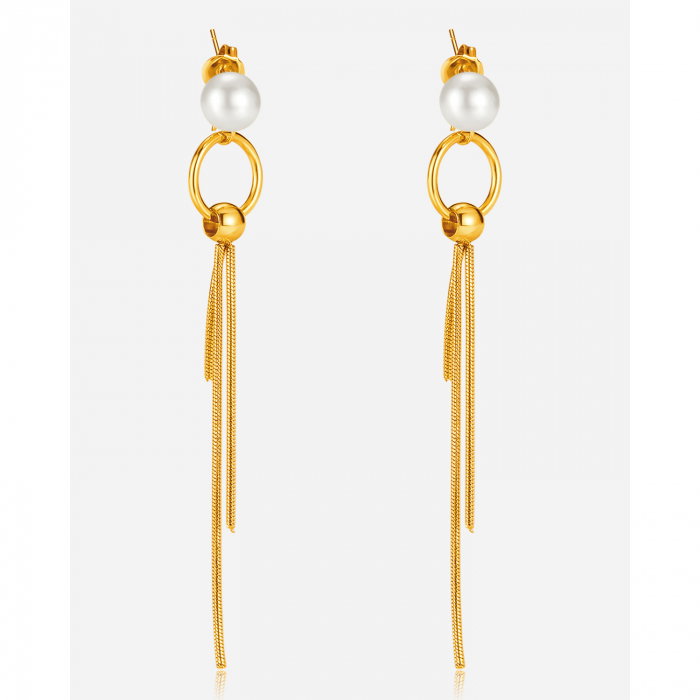 Cercei inox lungi cu perle [8]