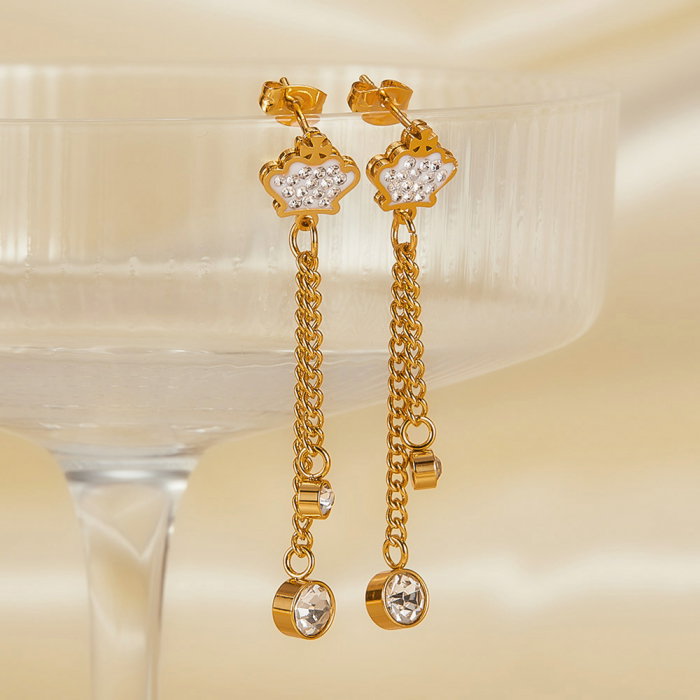 Cercei inox lungi cu zirconii [14]