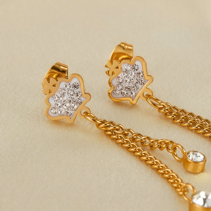 Cercei inox lungi cu zirconii [3]