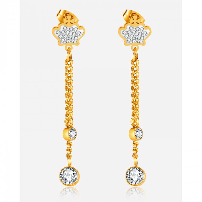 Cercei inox lungi cu zirconii [8]