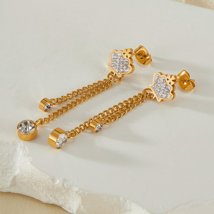 Cercei inox lungi cu zirconii [2]