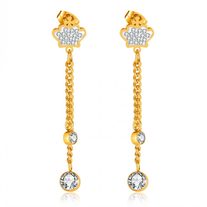 Cercei inox lungi cu zirconii [1]