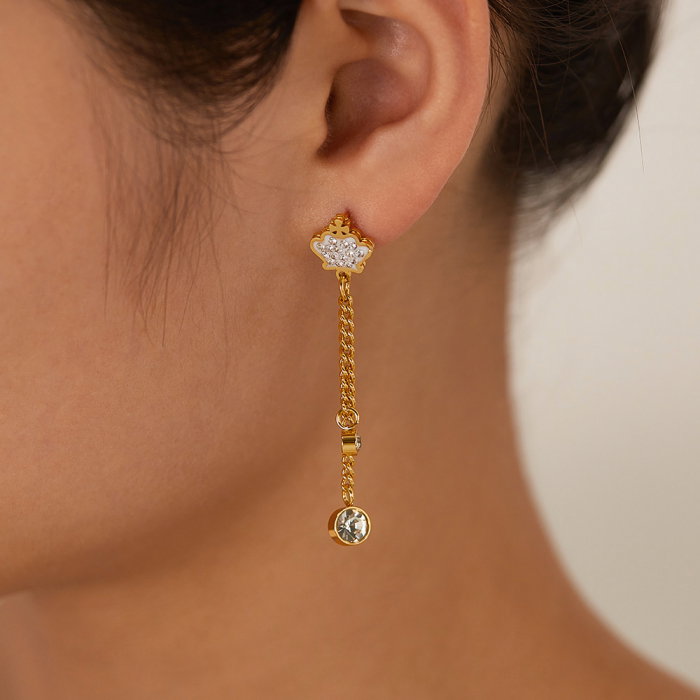 Cercei inox lungi cu zirconii [15]