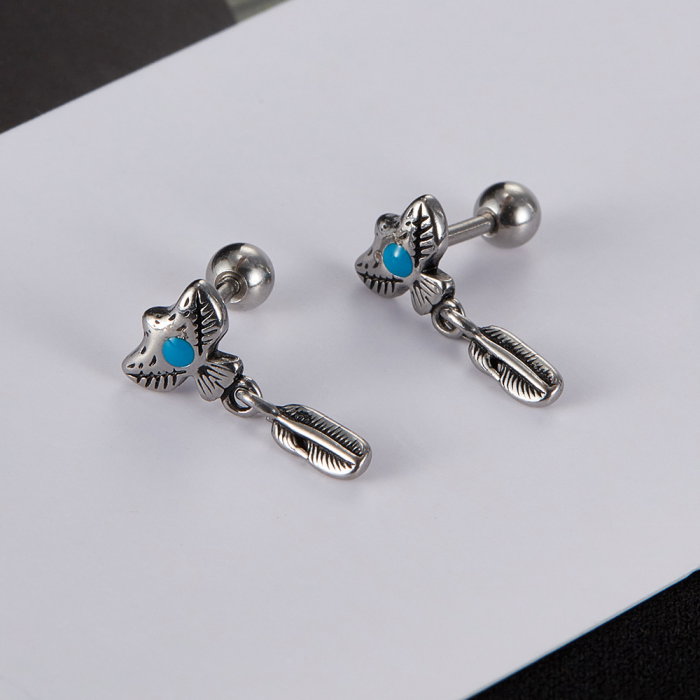 Cercei inox pana de vultur amerindian [3]