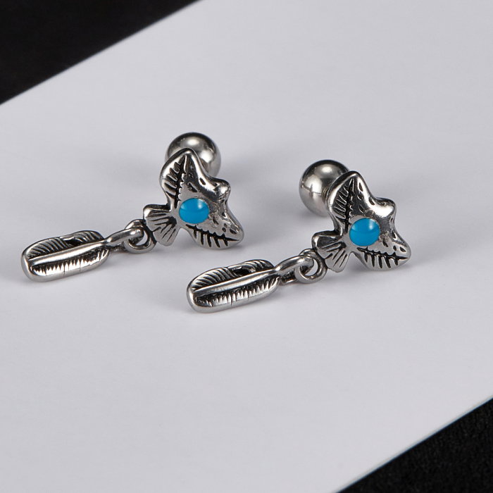 Cercei inox pana de vultur amerindian [9]