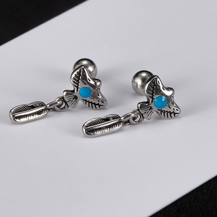 Cercei inox pana de vultur amerindian [7]