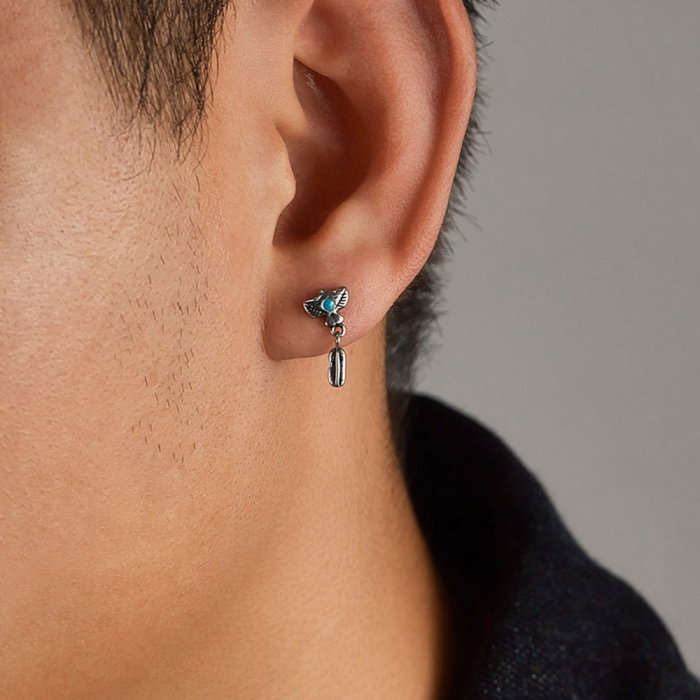 Cercei inox pana de vultur amerindian [15]