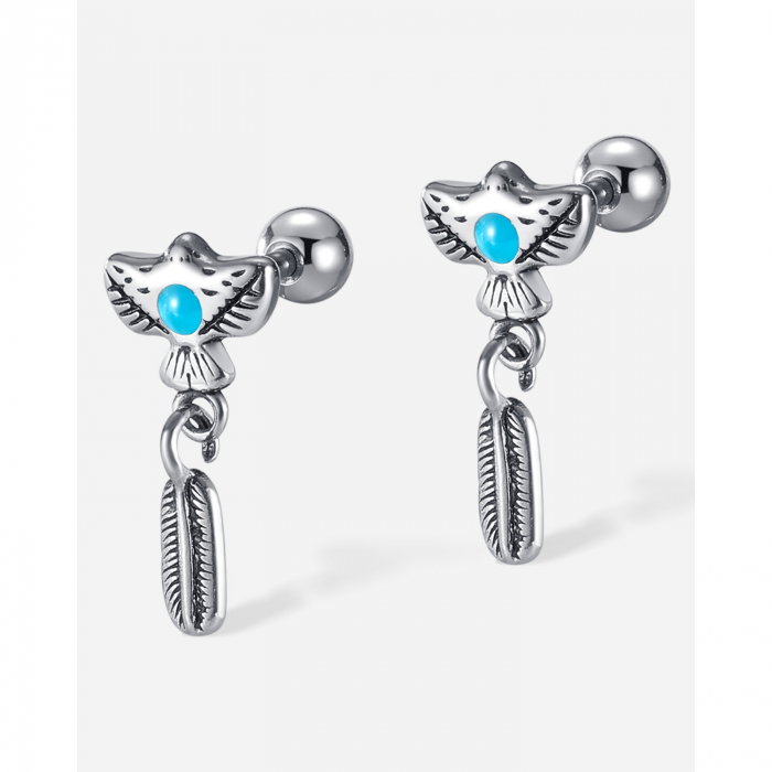 Cercei inox pana de vultur amerindian [8]