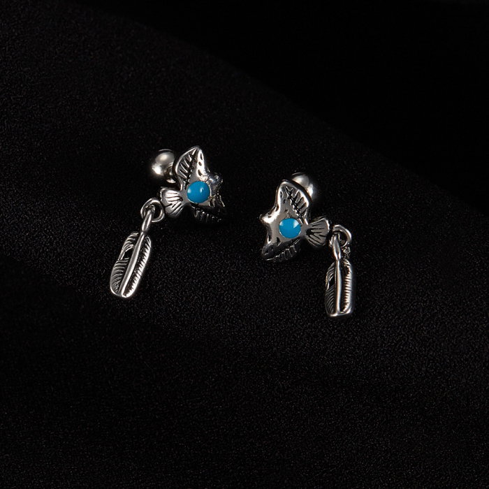 Cercei inox pana de vultur amerindian [2]