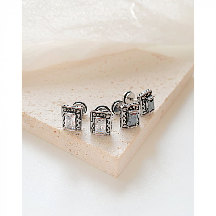 Cercei inox patrati cu zirconiu [5]