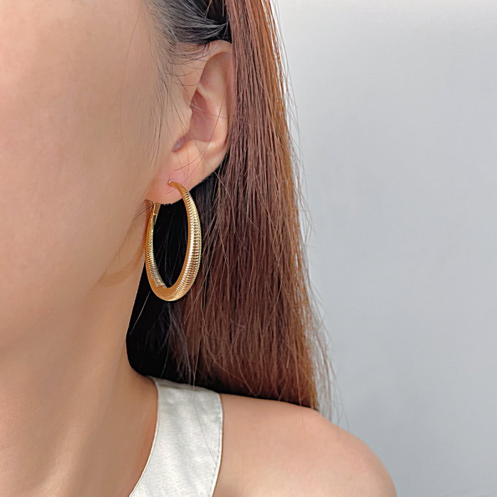 Cercei inox rotunzi cu striatii [15]