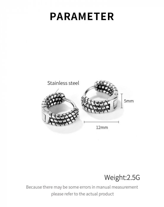 Cercei inox rotunzi Hip Hop [7]