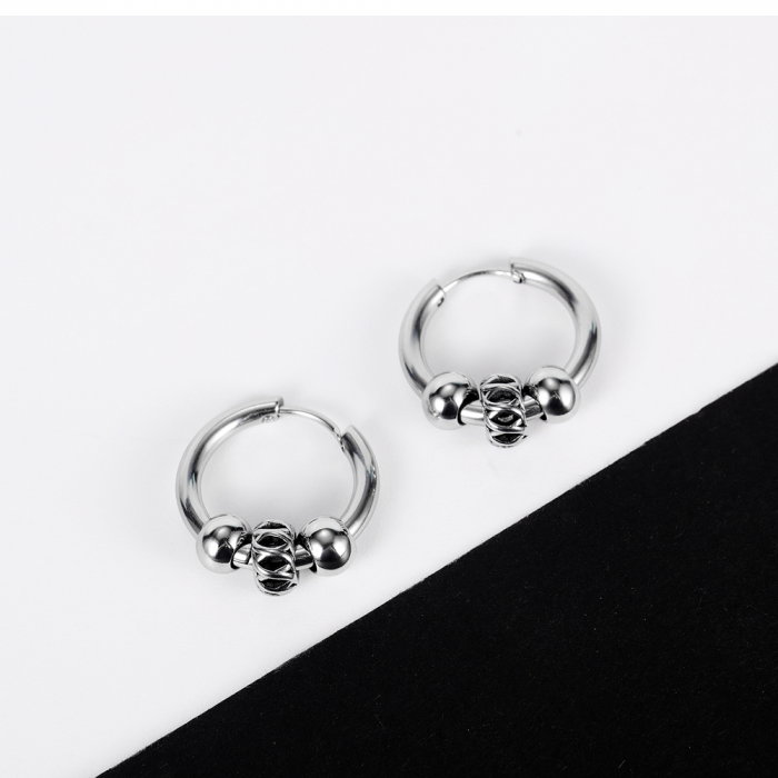 Cercei inox rotunzi Hip Hop [11]