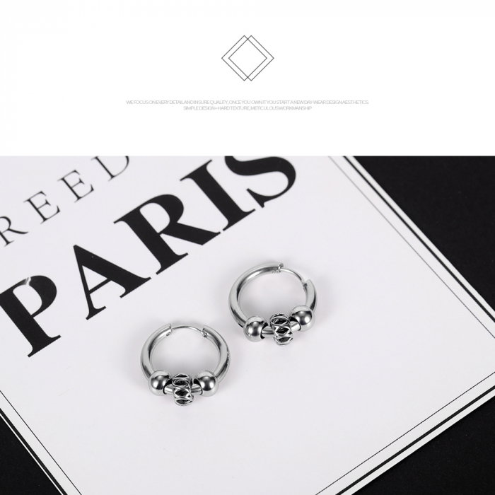 Cercei inox rotunzi Hip Hop [5]