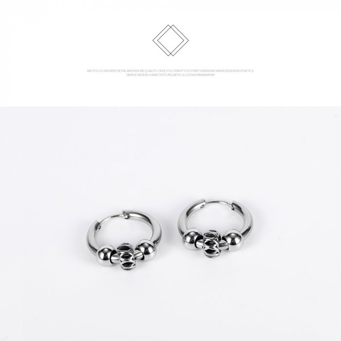 Cercei inox rotunzi Hip Hop [9]