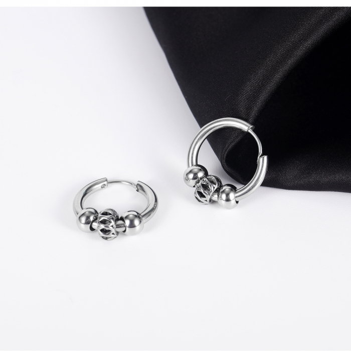 Cercei inox rotunzi Hip Hop [10]