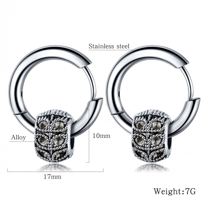 Cercei inox rotunzi Hip Hop [6]