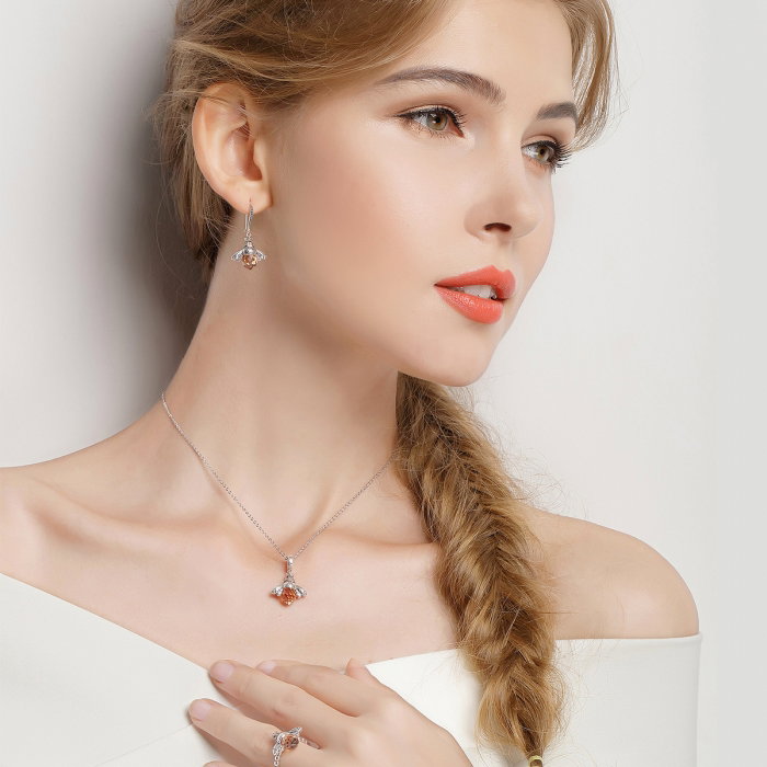 Cercei lungi din argint 925 cu albinute si zirconii - Be Nature EST0009 [10]