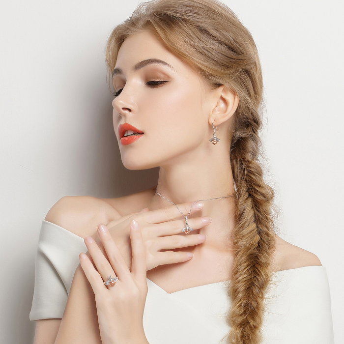 Cercei lungi din argint 925 cu albinute si zirconii - Be Nature EST0009 [8]