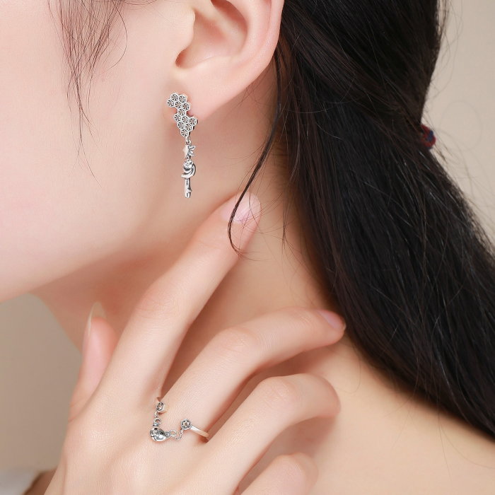 Cercei lungi din argint 925 cu fagure si ursuleti - Be Nature EST0016 [7]