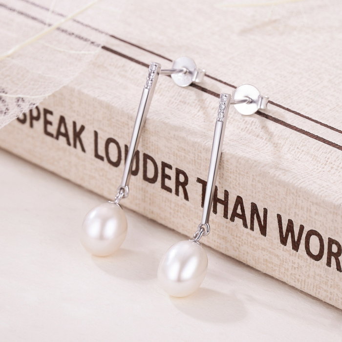 Cercei lungi din argint 925 cu perle fine si zirconii albe - Be Elegant EST0010 [3]