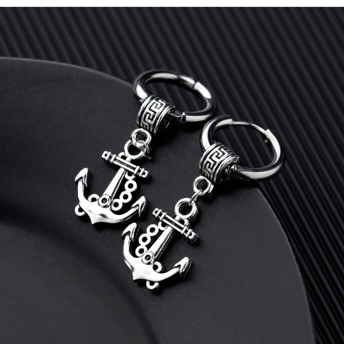 Cercei lungi din inox cu Ancore [2]