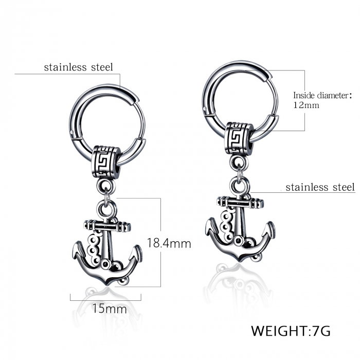 Cercei lungi din inox cu Ancore [3]