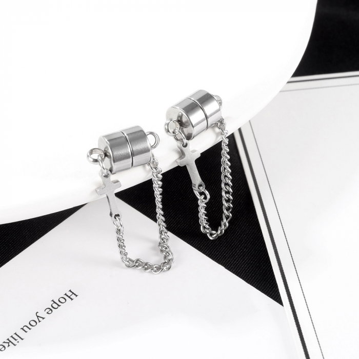 Cercei magnetici din inox cu lant si cruciulita [6]