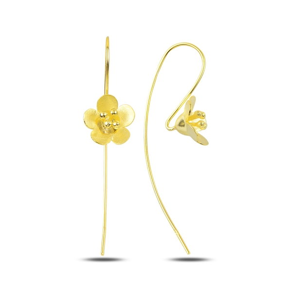 Cercei lungi floare din argint placati cu aur - ETU0200 [1]