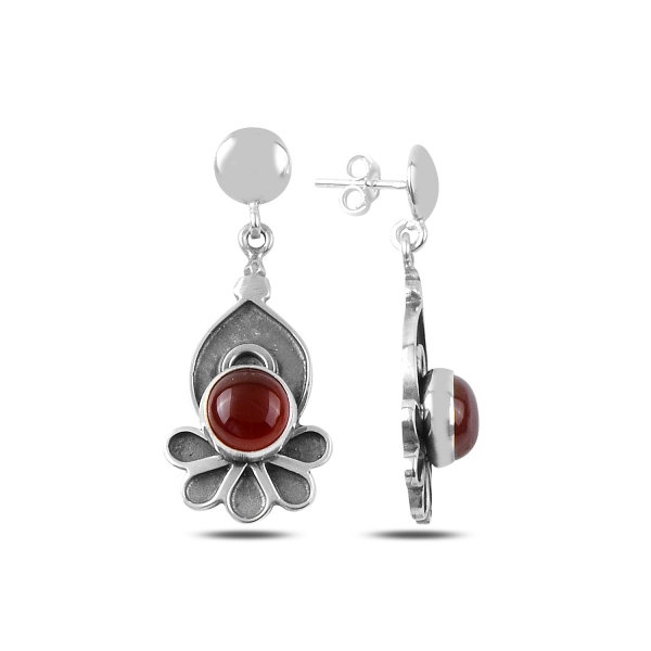 Cercei lungi handmade din argint cu agat rosu - ETU0163 [1]