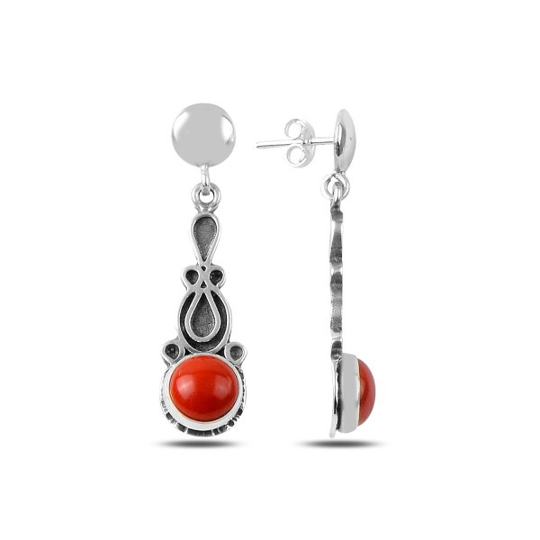 Cercei lungi handmade din argint cu coral - ETU0166 [1]