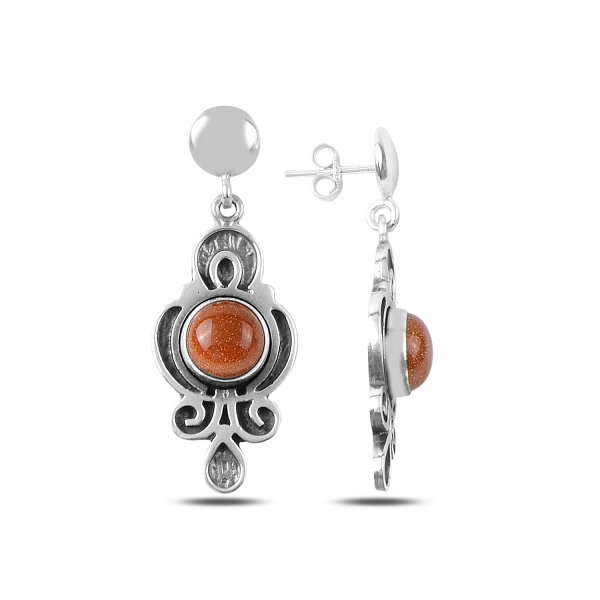 Cercei lungi handmade din argint cu piatra soarelui - ETU0175 [1]