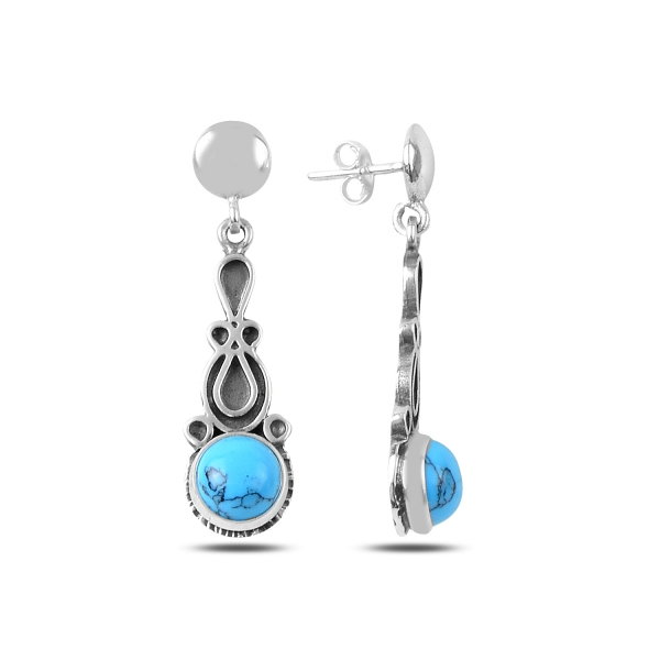Cercei lungi handmade din argint cu turcoaz - ETU0171 [1]