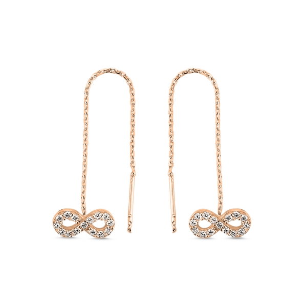 Cercei lungi Infinity din argint 925 cu zirconii placati cu aur roz [1]