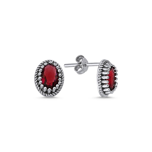 Cercei ovali argint 925 cu zirconii rosii - Be Elegant ETU0091 [1]