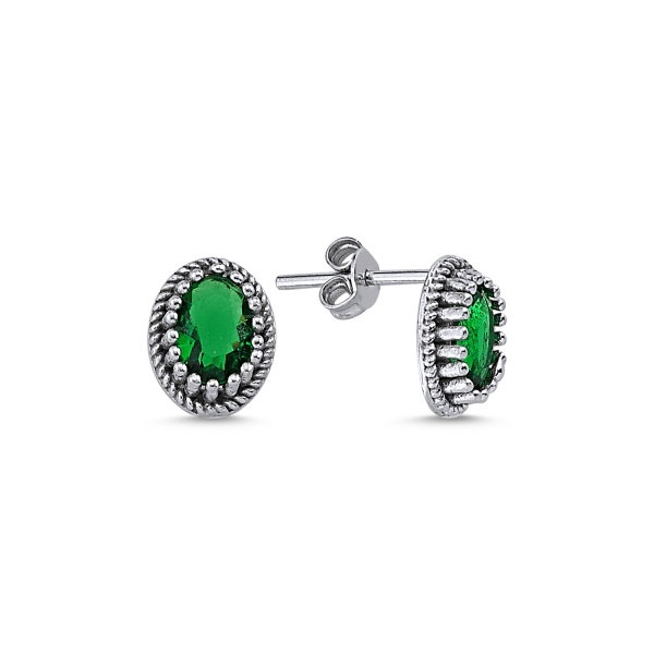 Cercei ovali argint 925 cu zirconii verzi - Be Elegant ETU0092 [1]