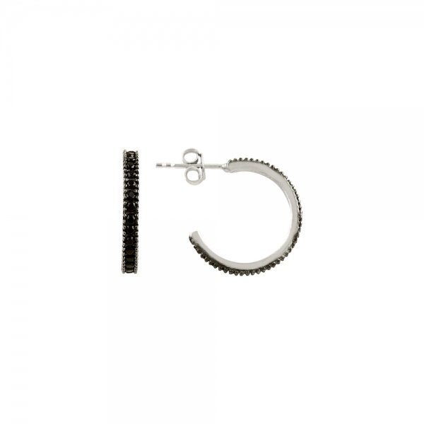 Cercei rotunzi argint 925 cu zirconii negre - Be Elegant ETU0060 [1]