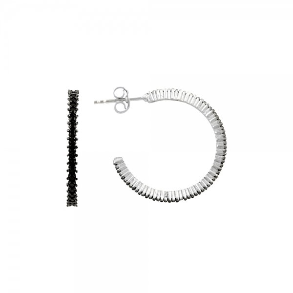 Cercei rotunzi argint 925 cu zirconii negre - Be Elegant ETU0061 [1]